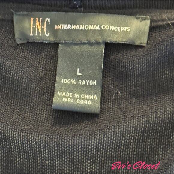 INC International Concepts Women Black Open Cascading Wrap Cardigan Jacket Sz L - Picture 8 of 9